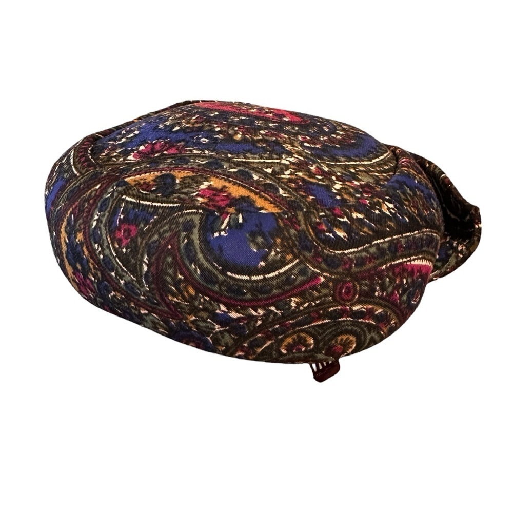 Vintage John Andrews Of California Green & Maroon Paisley Beret Hat With Combs - Picture 4 of 7